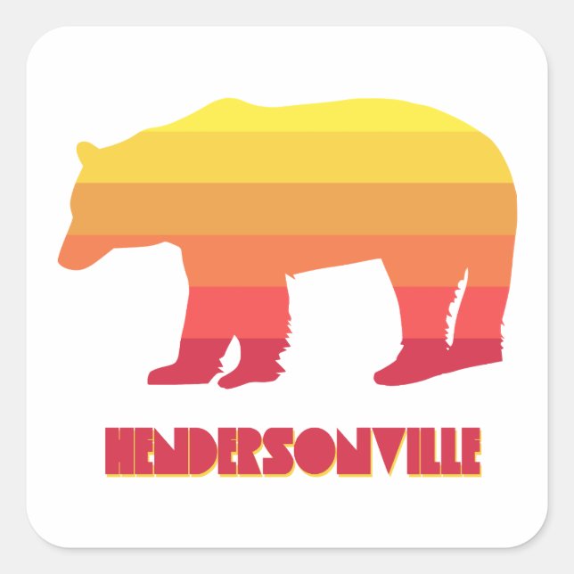 Adesivo Quadrado Hendersonville Carolina do Norte - Rainbow Bear (Frente)