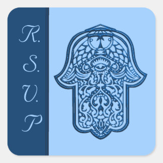 Adesivo Quadrado Henna Hand of Hamsa (Blue) (Casamento)