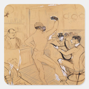 Adesivo Quadrado Henri de Toulouse-Lautrec   Dança Chocolat, 1896