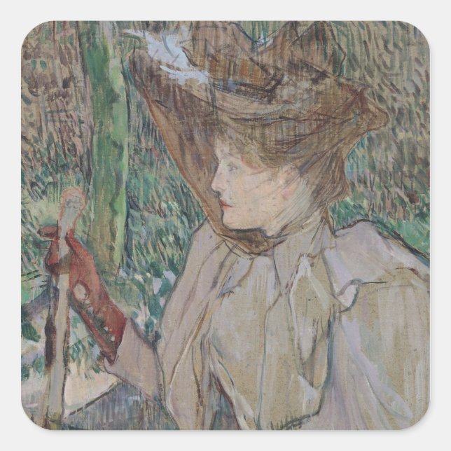 Adesivo Quadrado Henri de Toulouse-Lautrec | Mulher com luvas, 189 (Frente)