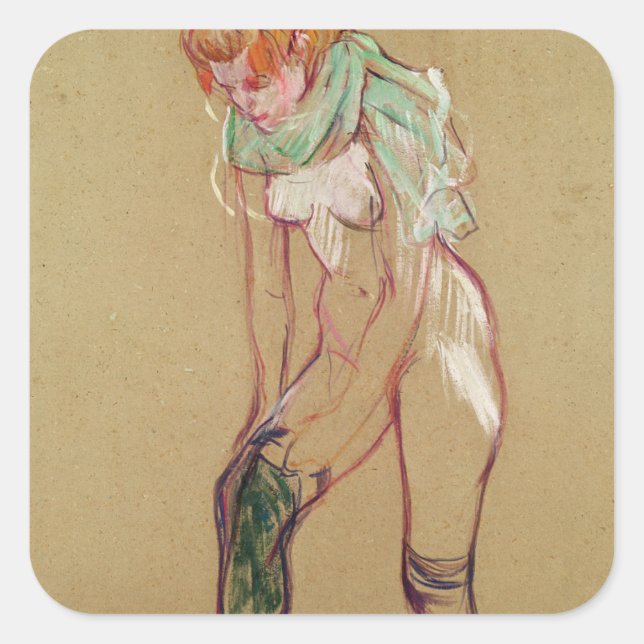 Adesivo Quadrado Henri de Toulouse-Lautrec | Mulher puxando seu S (Frente)