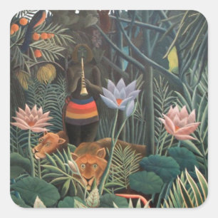 Adesivo Quadrado Henri Rousseau a selva do sonho floresce a arte