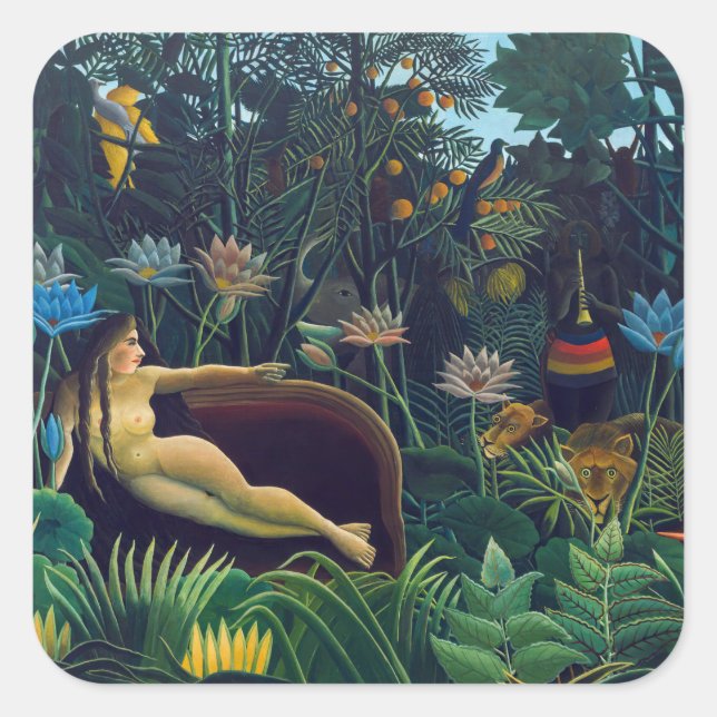 Adesivo Quadrado Henri Rousseau - O Sonho / Le Reve (Frente)