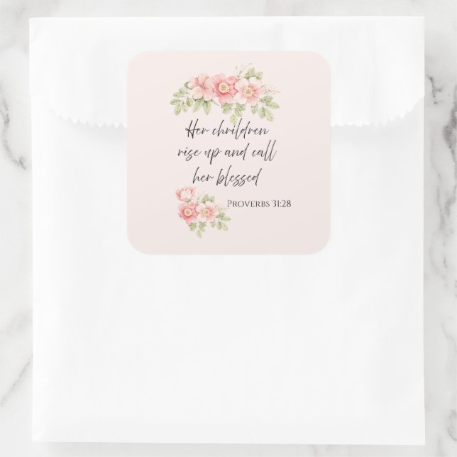 Adesivo Quadrado Her children rise up and call her blessed (Bolsa)