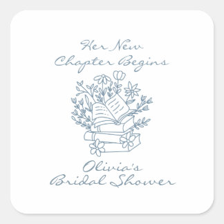 Adesivo Quadrado Her New Chapter Begins Book themed Bridal Shower