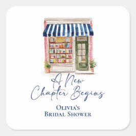 Adesivo Quadrado Her New Chapter Begins Book themed Bridal Shower