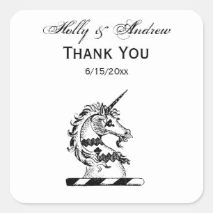 Adesivo Quadrado Herádico Casaco de Braços do Unicórnio Emblem