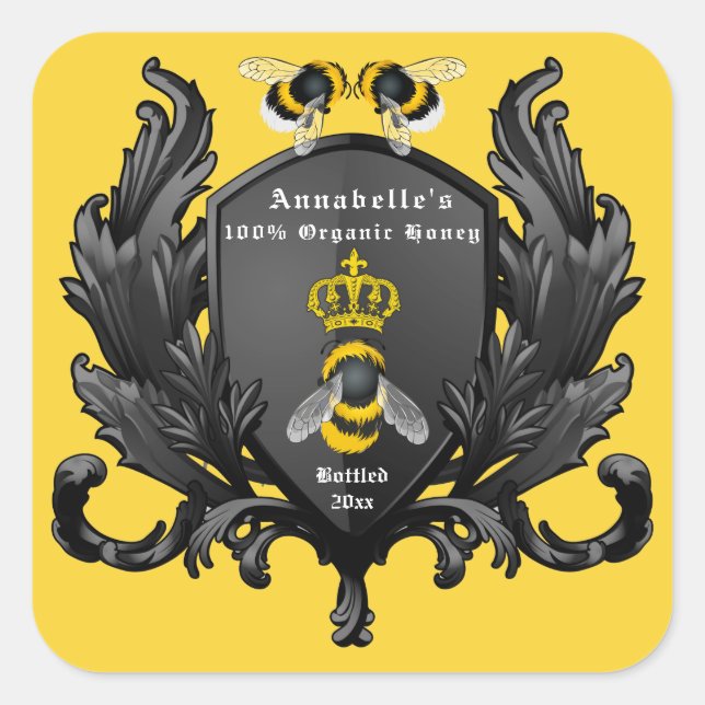 Adesivo Quadrado Herald Honey Label Personalize (Frente)