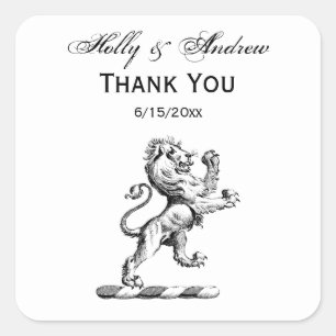 Adesivo Quadrado Heraldic Lion Crest Emblem
