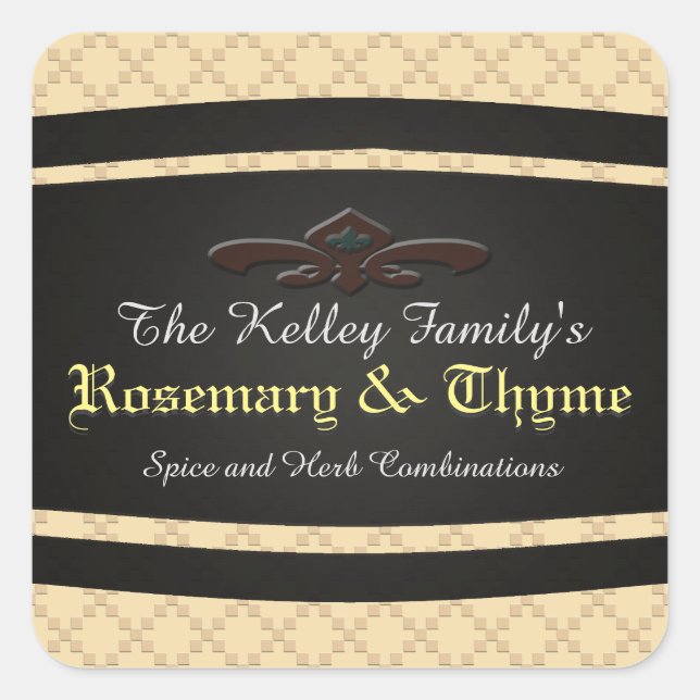 Adesivo Quadrado Herb Spice U Colher Cor Preta do Conselho (Frente)