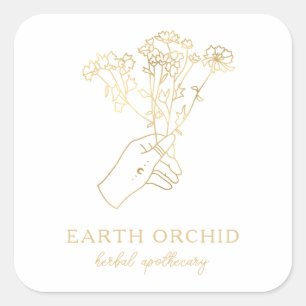Adesivo Quadrado Herbal + Apothecary Dourado Square Sticker