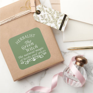 Adesivo Quadrado herbalista a bruxa verde