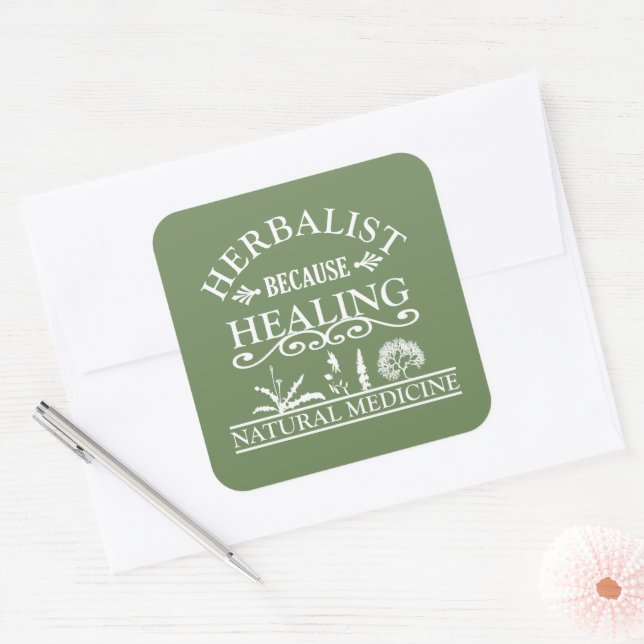 Adesivo Quadrado Herbalistas de medicina natural (Envelope)