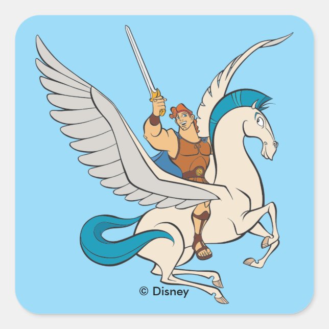 Adesivo Quadrado Hercules Riding Pegasus Square Sticker (Frente)