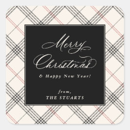 Adesivo Quadrado HERITAGE | Neutral Tartan Christmas