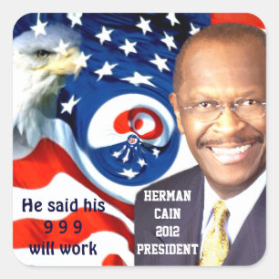Adesivo Quadrado Herman Cain 2012