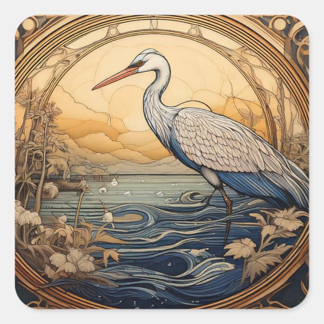Adesivo Quadrado Heron Sticker (Frente)