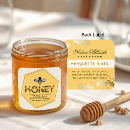 Adesivo Quadrado Hexágono Amarelo Hexágono Estilizado 3D Mel de Mar