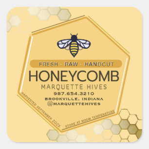 Adesivo Quadrado Hexágono Amarelo Hexágono Estilizado em 3D moderno
