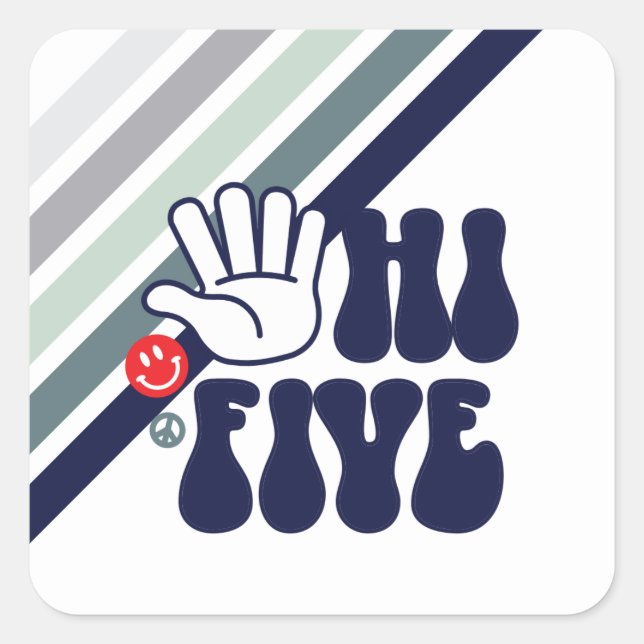 Adesivo Quadrado HI FIVE listra retrô (Frente)