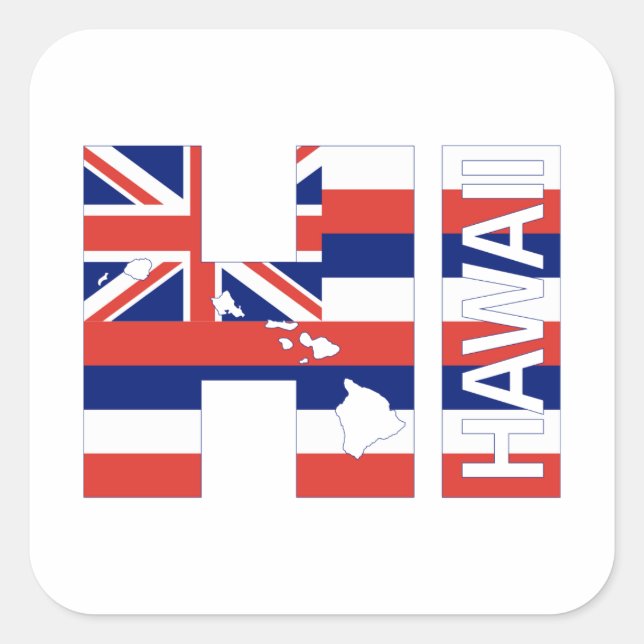 Adesivo Quadrado HI Hawaii Islands Hawaii Flag (Frente)