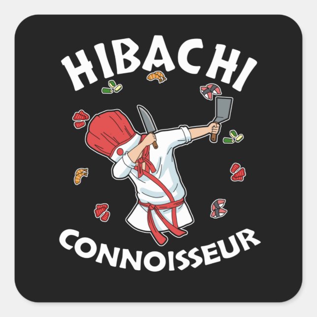 Adesivo Quadrado Hibachi Connoisseur Hibachi Grill Gift Hibachi (Frente)