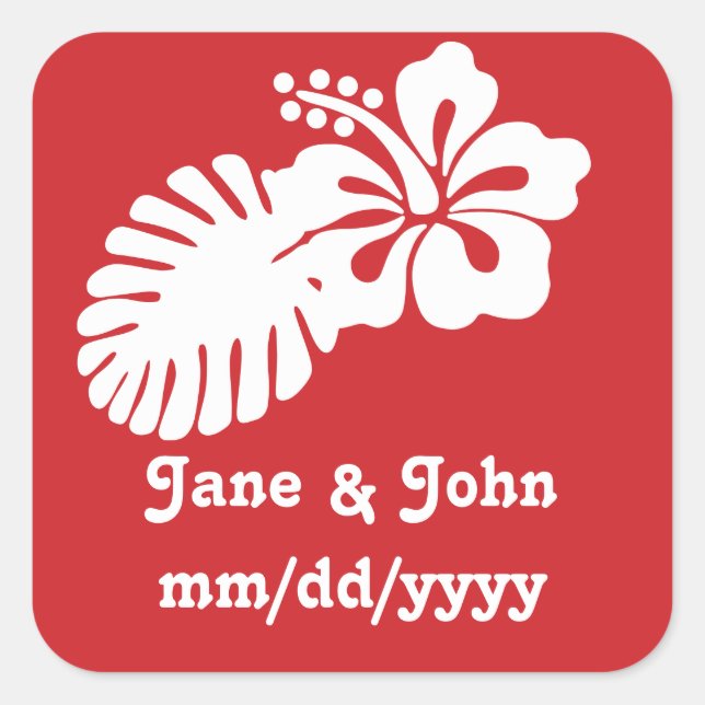 Adesivo Quadrado Hibisco tropical no Cherry Sticker (Frente)