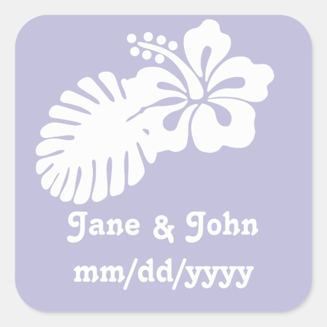 Adesivo Quadrado Hibisco tropical no palito de Lavanda (Frente)