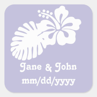 Adesivo Quadrado Hibisco tropical no palito de Lavanda