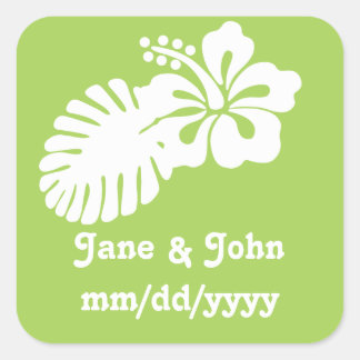 Adesivo Quadrado Hibisco tropical no Peridot Sticker