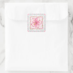 Adesivo Quadrado Hibiscus & Lace PINK
