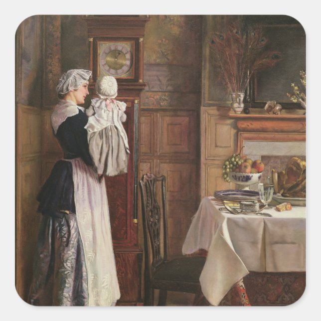 Adesivo Quadrado Hickory, Dickory, Dock (Frente)