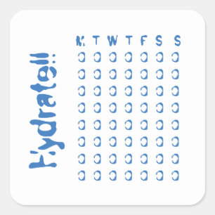 Adesivo Quadrado Hidróxido - controlador semanal do consumo de água