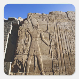 Adesivo Quadrado Hieróglifos antigos na parede, Templo de Karnak,