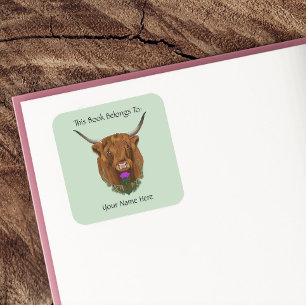 Adesivo Quadrado Highland Scottish Cow Purple Celular Knot Work