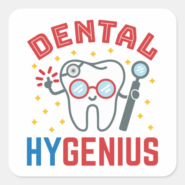 Adesivo Quadrado Higienismo Dental Higienista RDH Apreciação Engraç (Frente)