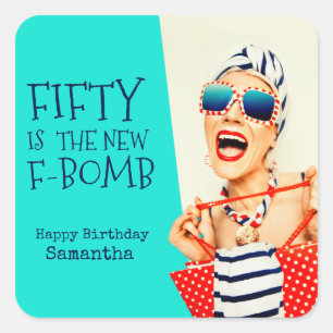 Adesivo Quadrado Hilarious Retro 50º aniversário para ela