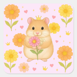 Adesivo Quadrado HIMEKARI Floral Hamster Sticker – Pink
