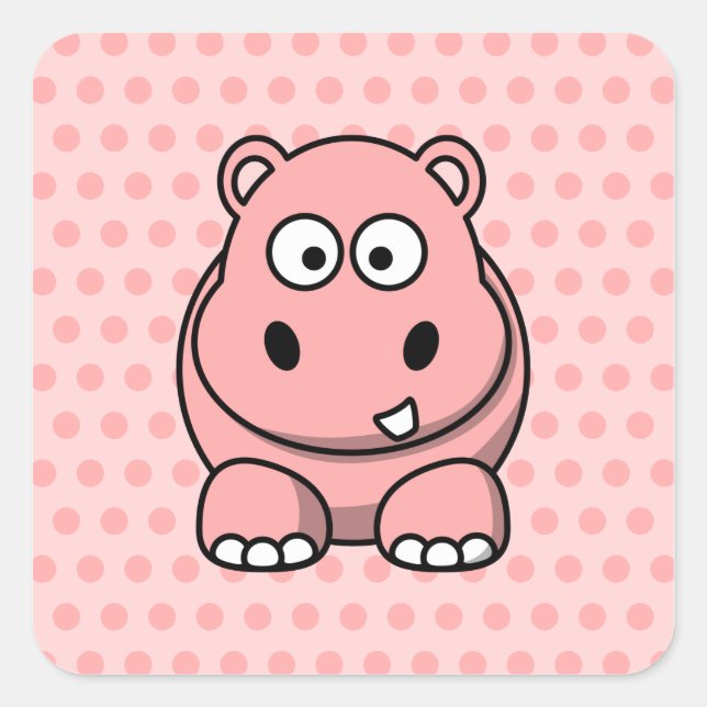 Adesivo Quadrado Hipopótamo Rosa Fofo (Frente)