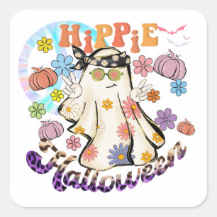 Adesivo Quadrado Hippie Halloween Ghost Retro Halloween