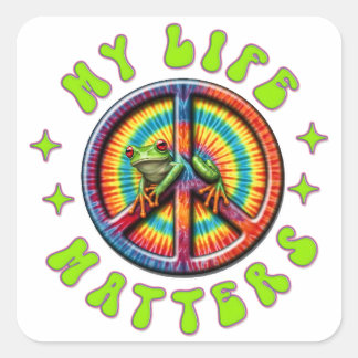 Adesivo Quadrado Hippie Love Peace Life Matters Custom