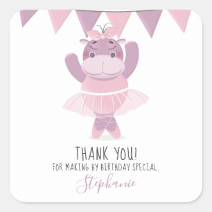 Adesivo Quadrado Hippo Ballerina