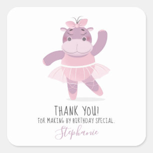 Adesivo Quadrado Hippo Ballerina Square Sticker