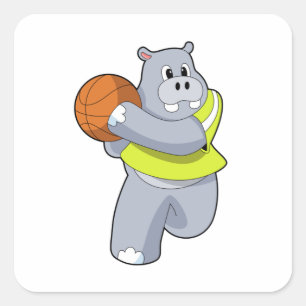 Adesivo Quadrado Hippo como jogador de basquete com basquete.PNG