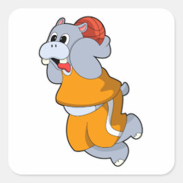 Adesivo Quadrado Hippo no basquete