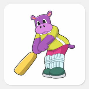 Adesivo Quadrado Hippo no Cricket com morcego de Cricket