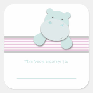 Adesivo Quadrado Hippo Pequeno {Rosa} | Livros