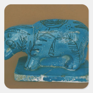 Adesivo Quadrado Hippopotamus azul com decoração preta