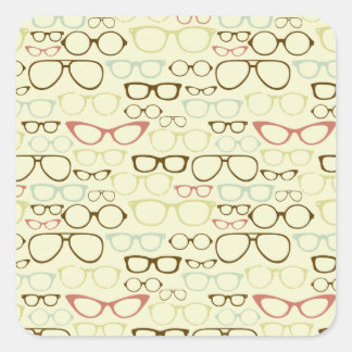 Adesivo Quadrado Hipster de Eyeglass Retroativo