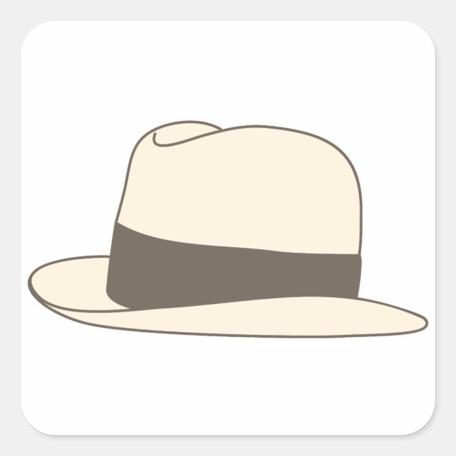 Adesivo Quadrado hipster fedora com estilo retro (Frente)
